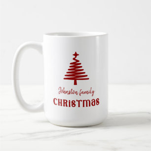 カスタムファミリークリスマスツリーシンプル赤 コーヒーマグカップ