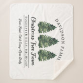 カスタムファミリークリスマスツリーファームホリデー シェルパブランケット (正面)