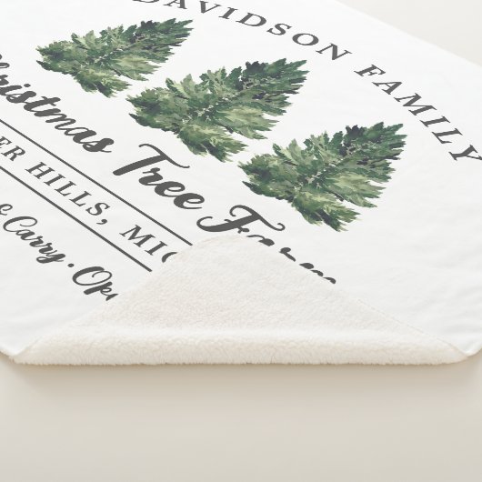 カスタムファミリークリスマスツリーファームホリデー シェルパブランケット (3/4)