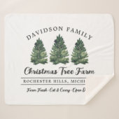 カスタムファミリークリスマスツリーファームホリデー シェルパブランケット (正面(横))