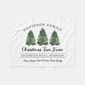 カスタムファミリークリスマスツリーファームホリデー フリースブランケット (正面(横))