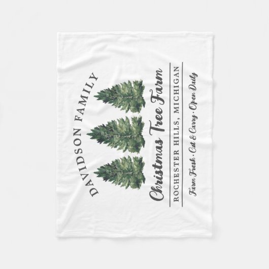カスタムファミリークリスマスツリーファームホリデー フリースブランケット (正面)