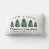 カスタムファミリークリスマスツリーファームホリデー ランバークッション (正面)