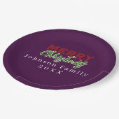 カスタムファミリークリスマスパープル紙プレート ペーパープレート (アングル)