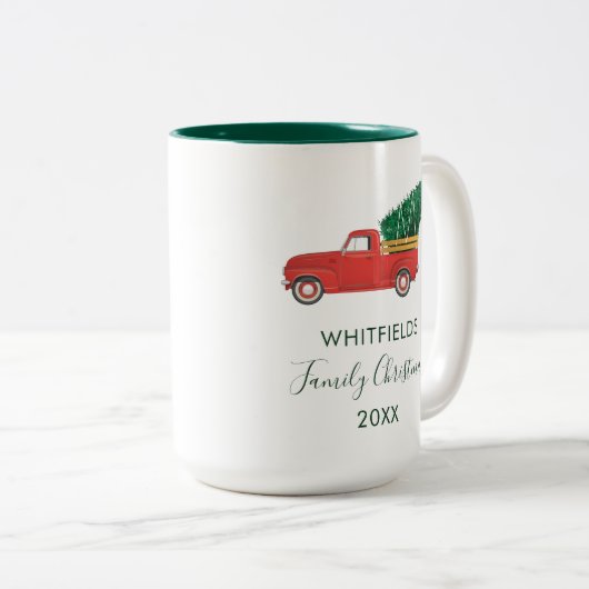 カスタムファミリークリスマスホリデー懇親会キープサケ ツートーンマグカップ (正面右)