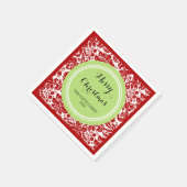 カスタムファミリークリスマスレッドダマスクナプキンス スタンダードカクテルナプキン (角)