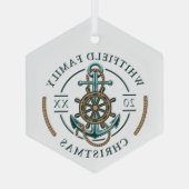 カスタムファミリークリスマス航海の休暇 ガラスオーナメント (裏面)