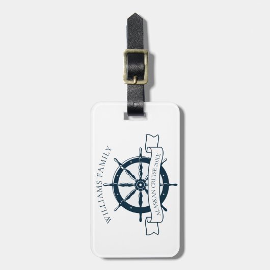 カスタムファミリークルーズシップ航海のホイールバケーション ラゲッジタグ (正面縦)