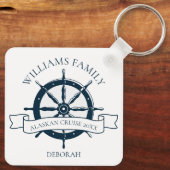カスタムファミリークルーズシップ航海のホイールモノグラム キーホルダー (裏面)