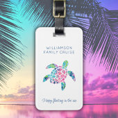 カスタムファミリークルーズバケーションカワイウミガメ ラゲッジタグ