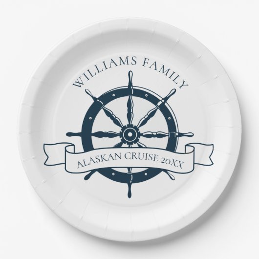 カスタムファミリークルーズ船ヴィンテージホイ航海のール ペーパープレート (正面)