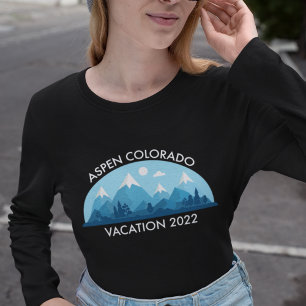 カスタムファミリースキートリップコロラドタウン長袖 Tシャツ