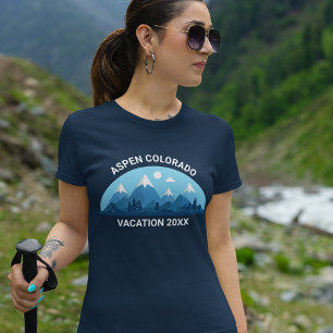 カスタムファミリースキートリップブルーマウンテンウィメンズ Tシャツ