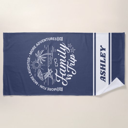 カスタムファミリートリップグループマッチングビーチ休暇 ビーチタオル (正面)