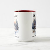 カスタムファミリーネームクリスマスキャビン心地よいマグ マグカップ (中央)