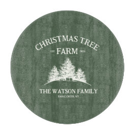 カスタムファミリーネームクリスマスツリーファームレトロ カッティングボード