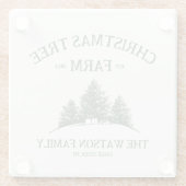 カスタムファミリーネームクリスマスツリーファームレトロ ガラスコースター (裏面)