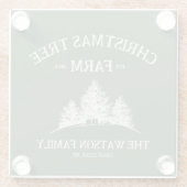 カスタムファミリーネームクリスマスツリーファームレトロ ガラスコースター (裏面)