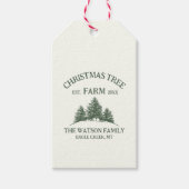 カスタムファミリーネームクリスマスツリーファームレトロ ギフトタグ (正面)