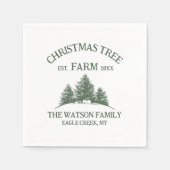 カスタムファミリーネームクリスマスツリーファームレトロ スタンダードカクテルナプキン (正面)