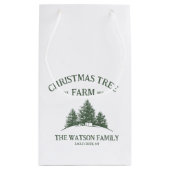 カスタムファミリーネームクリスマスツリーファームレトロ スモールペーパーバッグ (裏面)