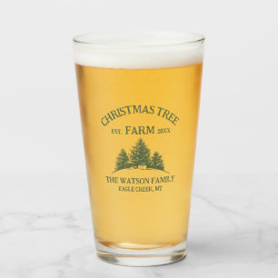 カスタムファミリーネームクリスマスツリーファームレトロ タンブラーグラス