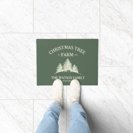 カスタムファミリーネームクリスマスツリーファームレトロ ドアマット