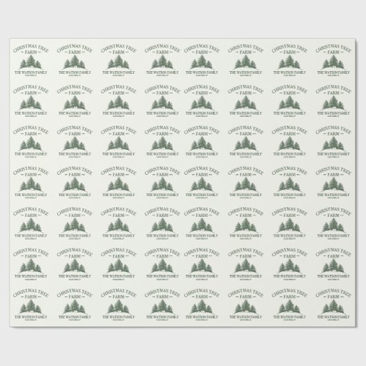 カスタムファミリーネームクリスマスツリーファームレトロ ラッピングペーパー (フラット)