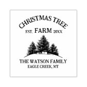 カスタムファミリーネームクリスマスツリーファームレトロ ラバースタンプ (インプリント)