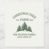 カスタムファミリーネームクリスマスツリーファームレトロ ワインラベル (シングルラベル)