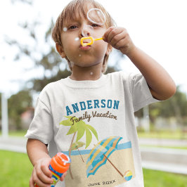 カスタムファミリーネームサマービーチバケーション Tシャツ