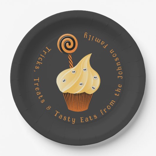 カスタムファミリーネームハロウィーン紙プレート ペーパープレート (正面)