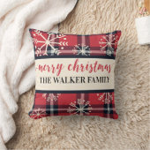 カスタムファミリーネームプライド&スノーフレークスホリデー クッション (ブランケット)