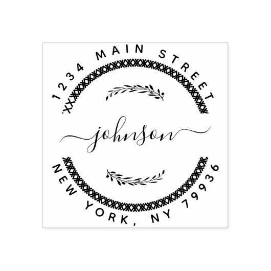 カスタムファミリーネームラウンド差出人住所 ラバースタンプ (インプリント)