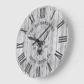 カスタムファミリーネーム素朴ファームハウスウッドモダン ラージ壁時計 (傾斜)