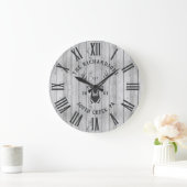 カスタムファミリーネーム素朴ファームハウスウッドモダン ラージ壁時計 (ホーム)