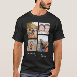 カスタムファミリーネーム4フォトコラージュブラック Tシャツ