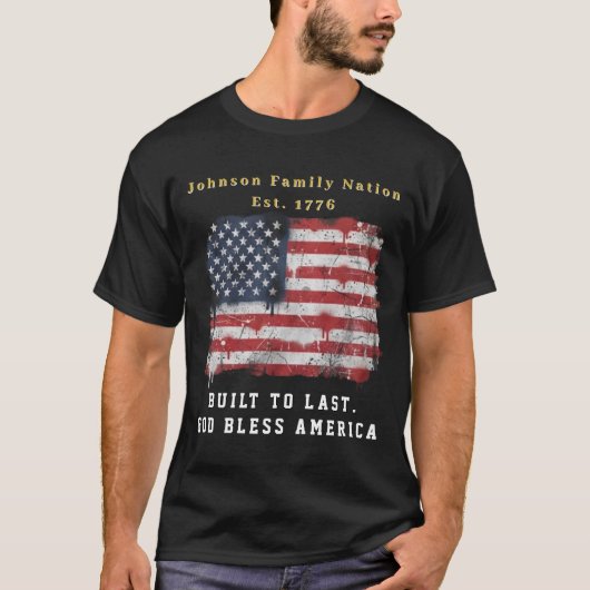 カスタムファミリーネーム アメリカ国旗 Tシャツ (正面)