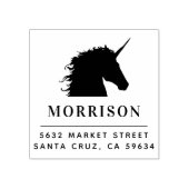 カスタムファミリーネーム&ユニコーン差出人住所ウッド ラバースタンプ (インプリント)