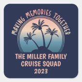 カスタムファミリーバケーションサマービーチトリップ スクエアシール (正面)