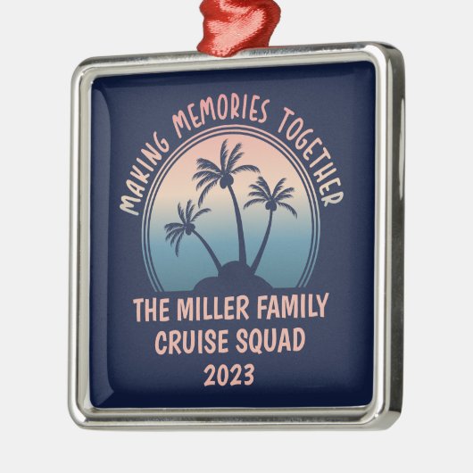 カスタムファミリーバケーションサマービーチトリップ メタルオーナメント (左)