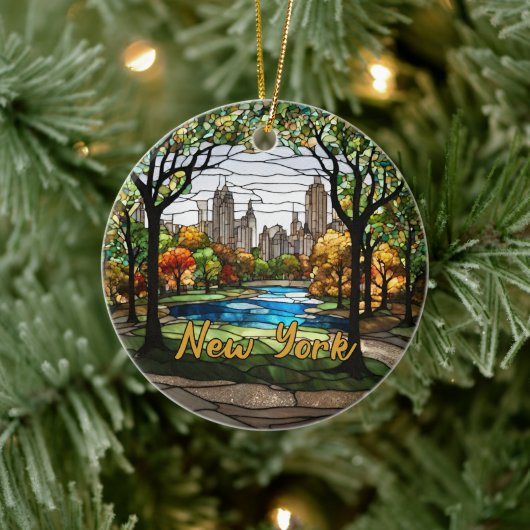 カスタムファミリーバケーションニューヨーク セラミックオーナメント (ツリー)