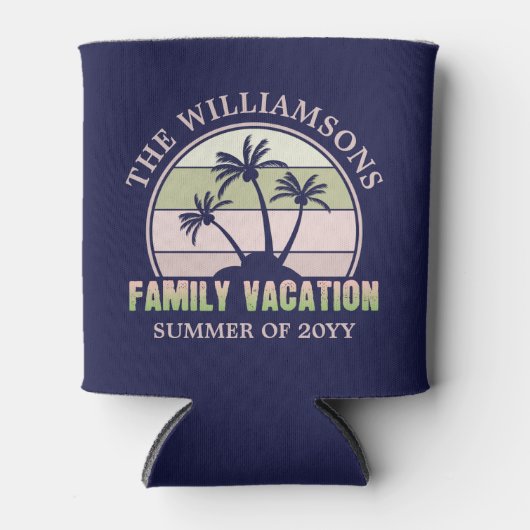 カスタムファミリーバケーションビーチトロピカルアイランド 缶クーラー (正面)