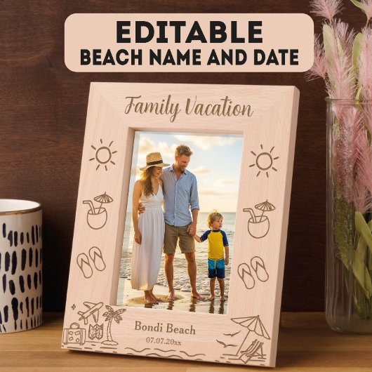 カスタムファミリーバケーションビーチ写真 レーザー彫刻フレーム