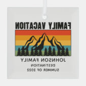 カスタムファミリーバケーションマウンテンズハイキングキャンプ ガラスオーナメント (裏面)