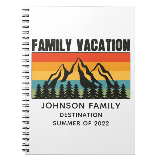 カスタムファミリーバケーションマウンテンズハイキングキャンプ ノートブック (正面)