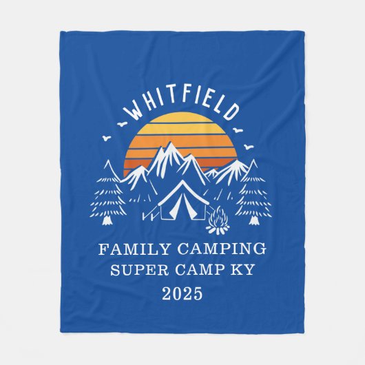 カスタムファミリーバケーションマッチングキャンピングオールカラー フリースブランケット (正面)
