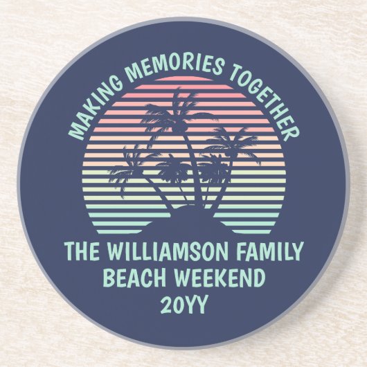 カスタムファミリーバケーションレトロトロピカルビーチトリップ コースター (正面)