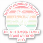 カスタムファミリーバケーションレトロトロピカルビーチトリップ シール (正面)
