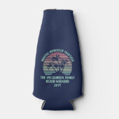 カスタムファミリーバケーションレトロトロピカルビーチトリップ ボトルクーラー (正面)